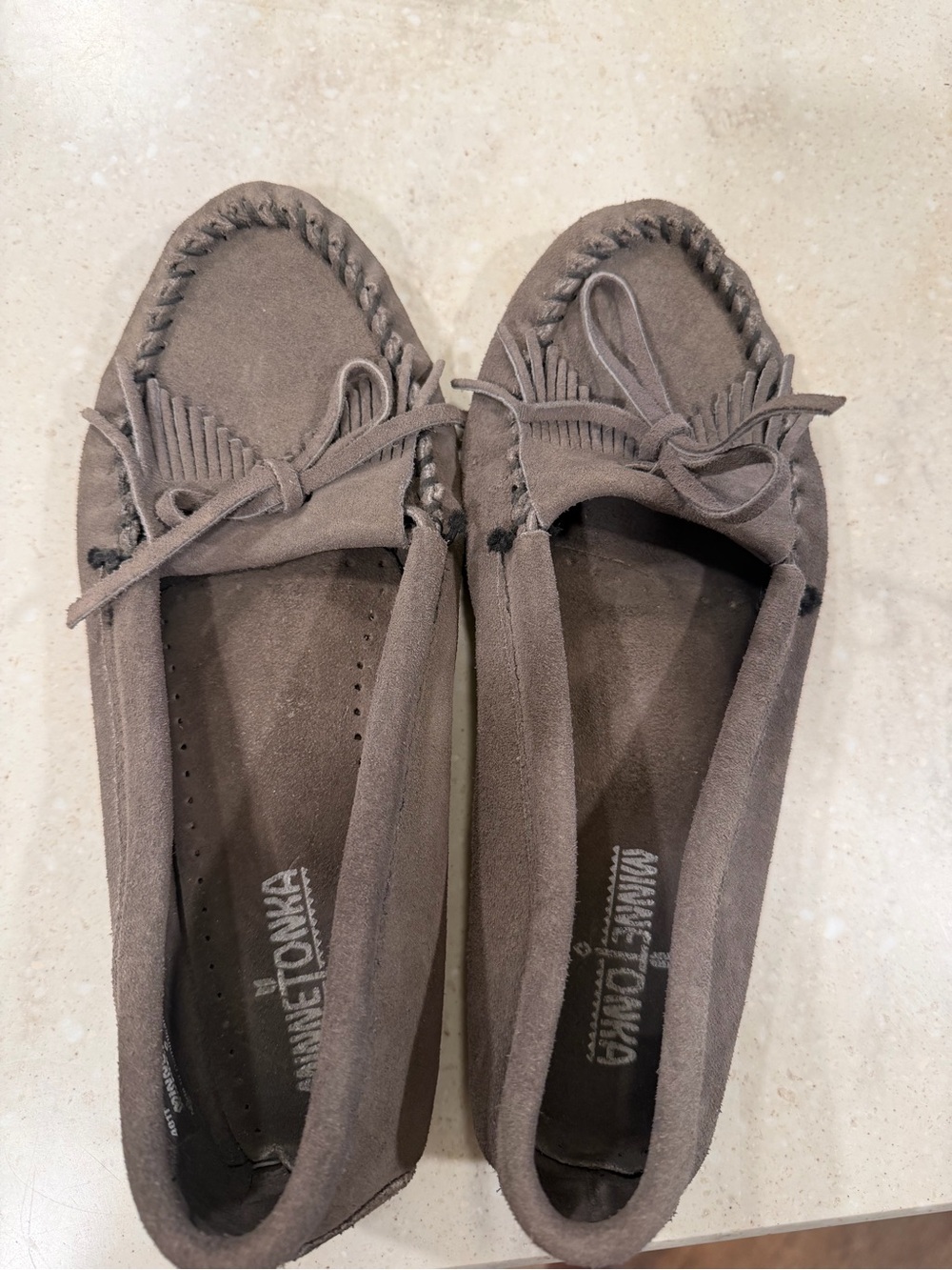 Minnetonka Women's Gray Suede Moccasin Loafers